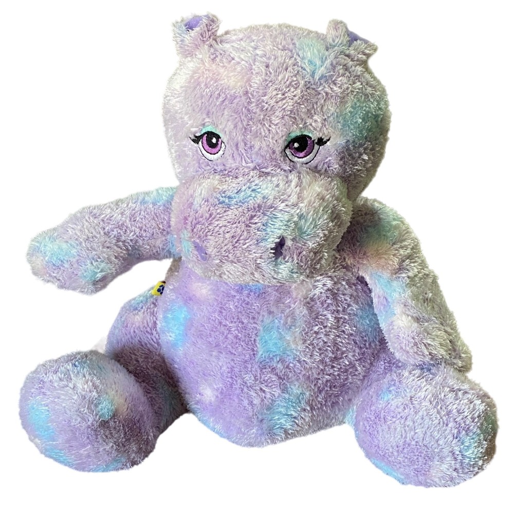 Build a Bear Hippo Plush 12" Sitting Purple Tie Dye No Sound Hippie‎ Boho Soft